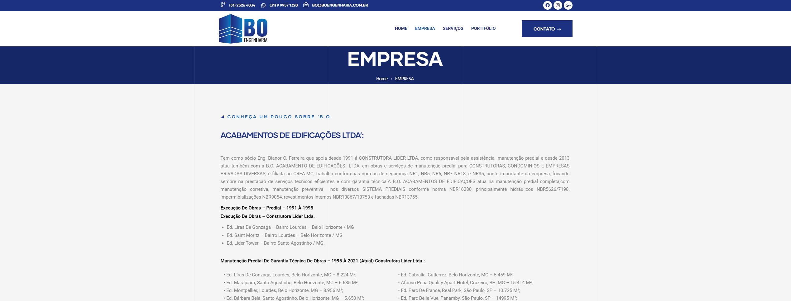 Criação Do Site B.O Engenharia